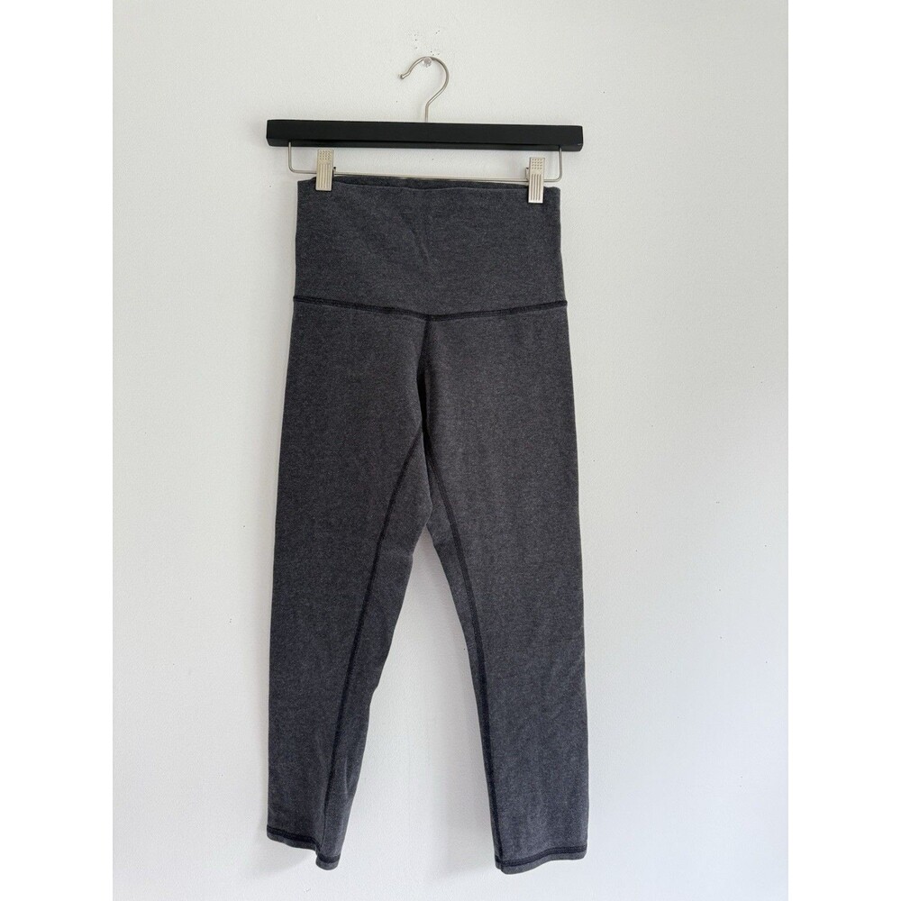 ✿ Lululemon High Rise Dark Gray Leggings Size 4 Women’s Cropped Athletic Yoga